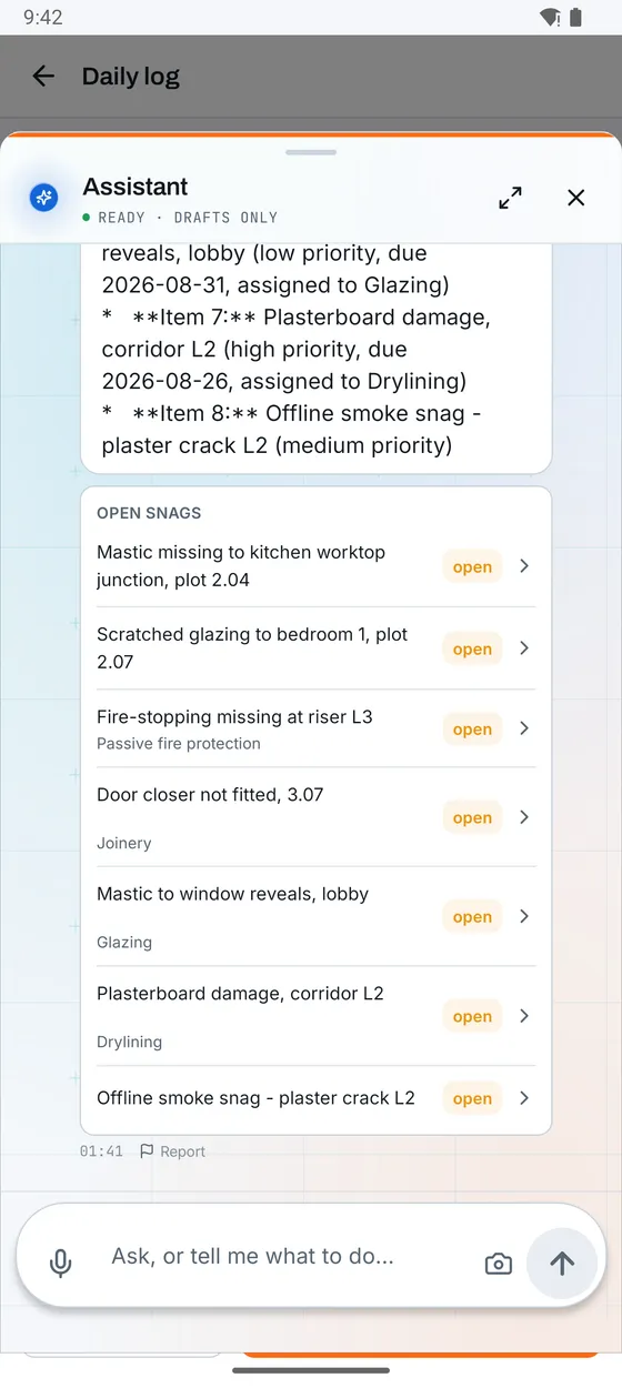 Copilot screen in Konverge